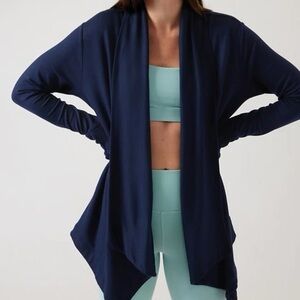 Athleta Navy Blue Knit Open Front Cardigan